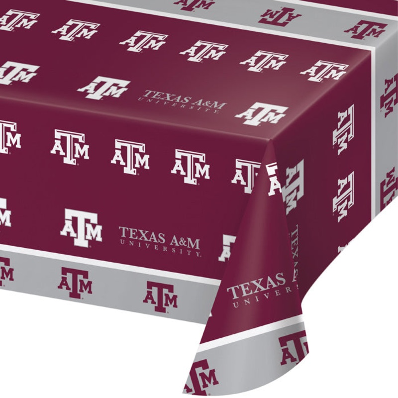 Bulk Pack of 2 Texas A & M Aggies Plastic Table covers, 54"x108"