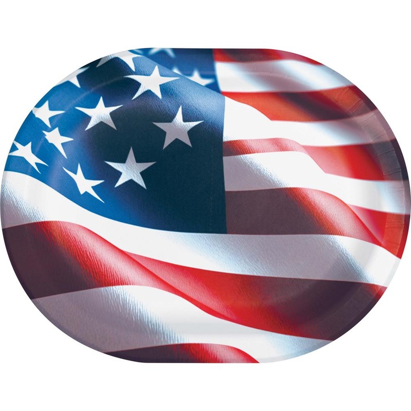 Freedom Flag 12 inch Paper Oval Platter (8/Pkg)