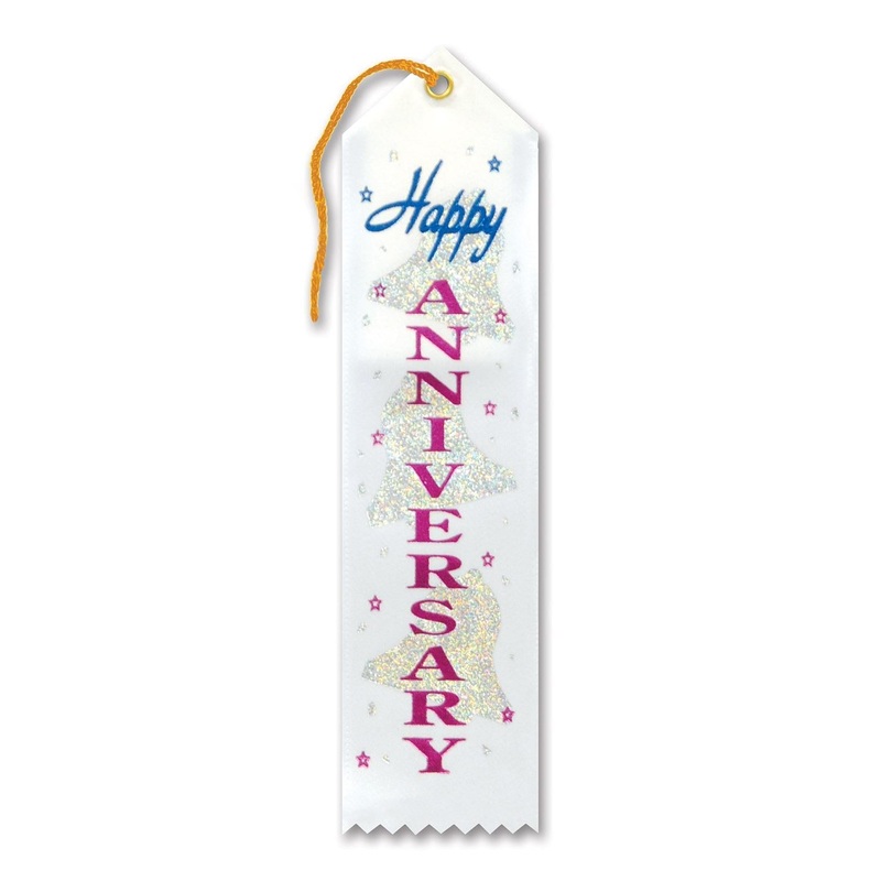 6 Pack Beistle Happy Anniversary Award Ribbon