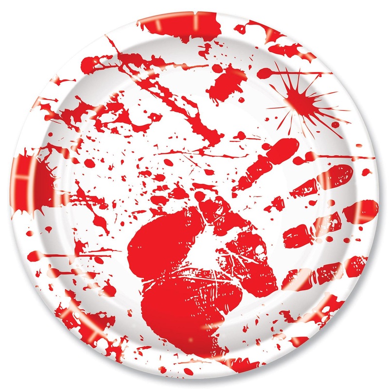 96 Pack Beistle Halloween Bloody Handprints Paper Plates 9 inch