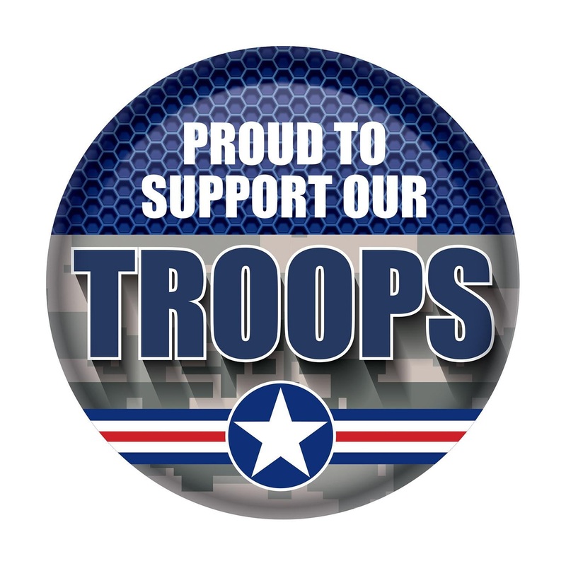 6 Pack Beistle Air Force Blue/Camo Proud To Support Our Troops Button