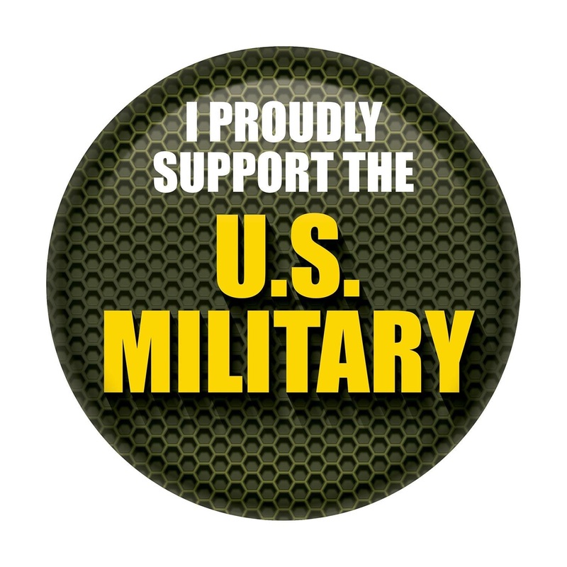 6 Pack Beistle I Proudly Support The US Military Button - Green
