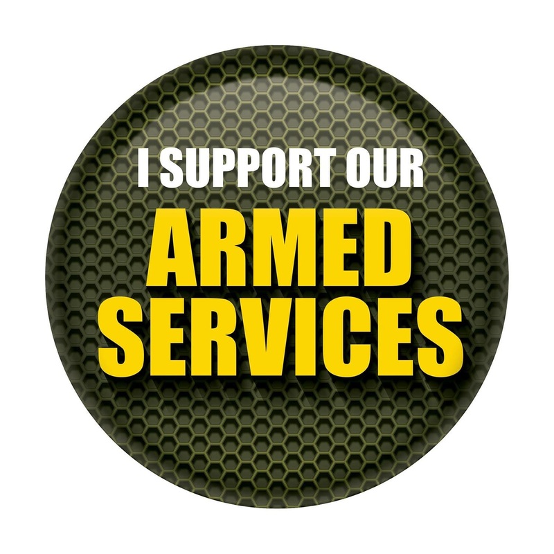 6 Pack Beistle I Support Our Armed Services Button