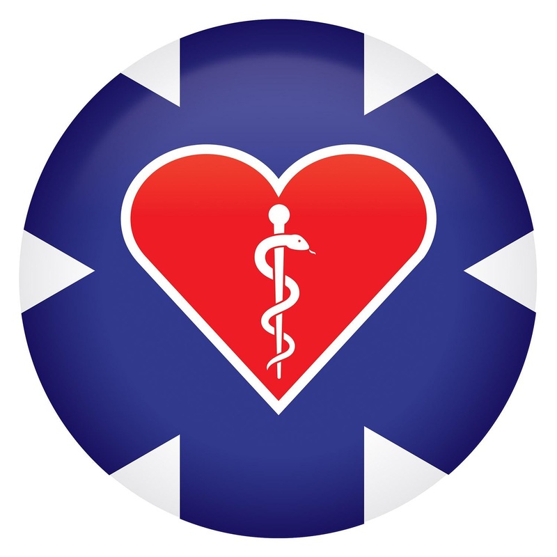 6 Pack Beistle Medical Star Icon with Heart and Caduceus Button