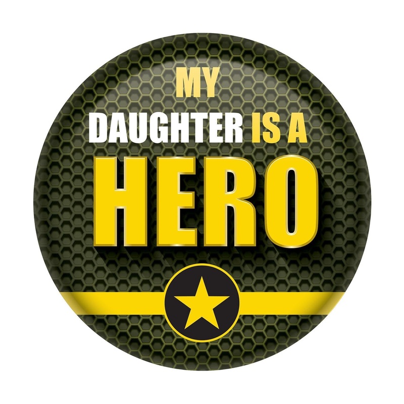 6 Pack Beistle My Daughter Is A Hero Button- Army