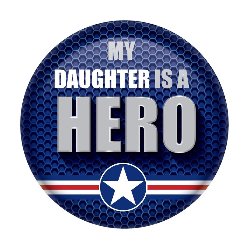 6 Pack Beistle My Daughter Is A Hero Button- Navy- Star