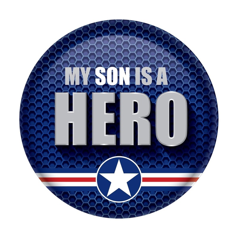 6 Pack Beistle My Son Is A Hero Button- Navy- Star