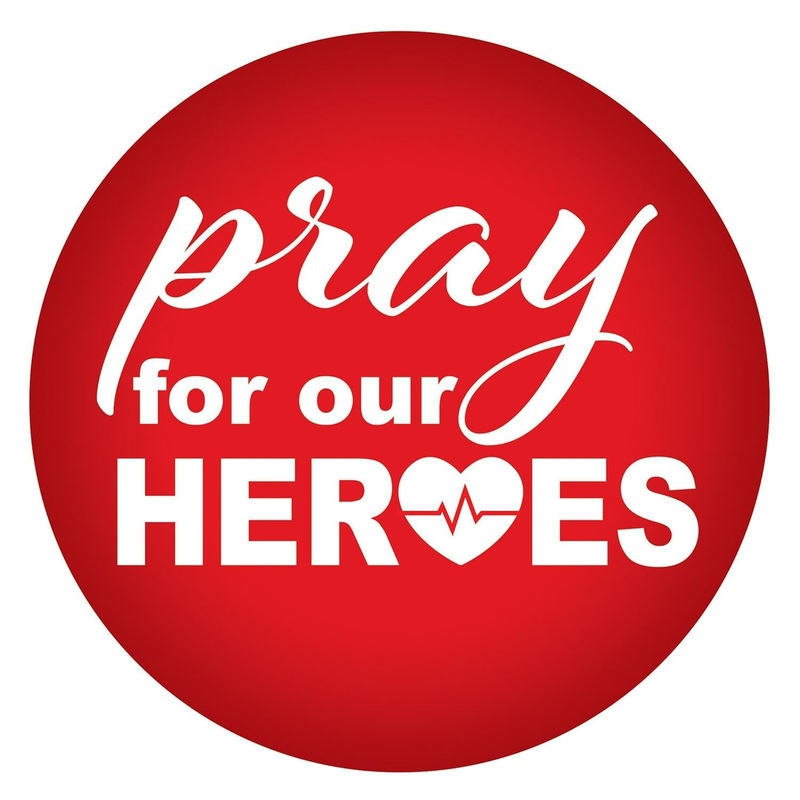 6 Pack Beistle Pray For Our Heroes Button- Red