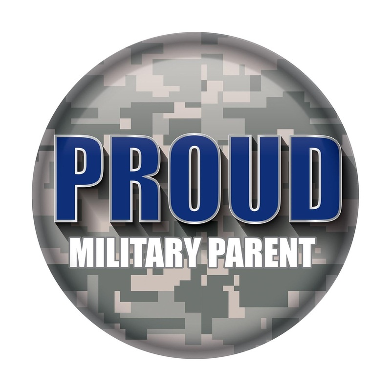 6 Pack Beistle Proud Military Parent Button - Blue with Light Camo