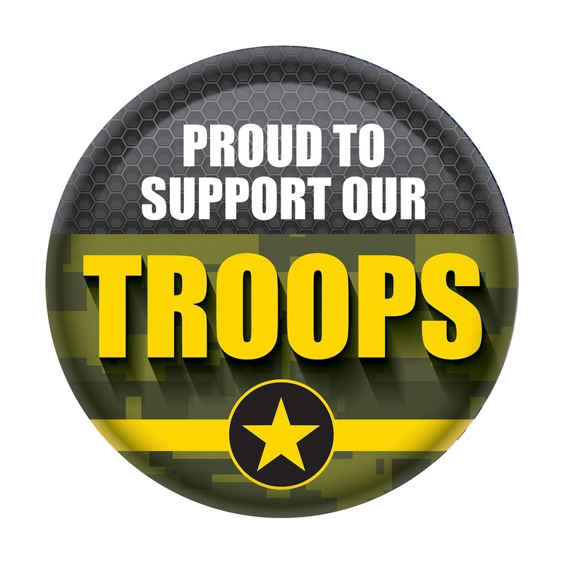 6 Pack Beistle Proud To Support Our Troops Button- Army