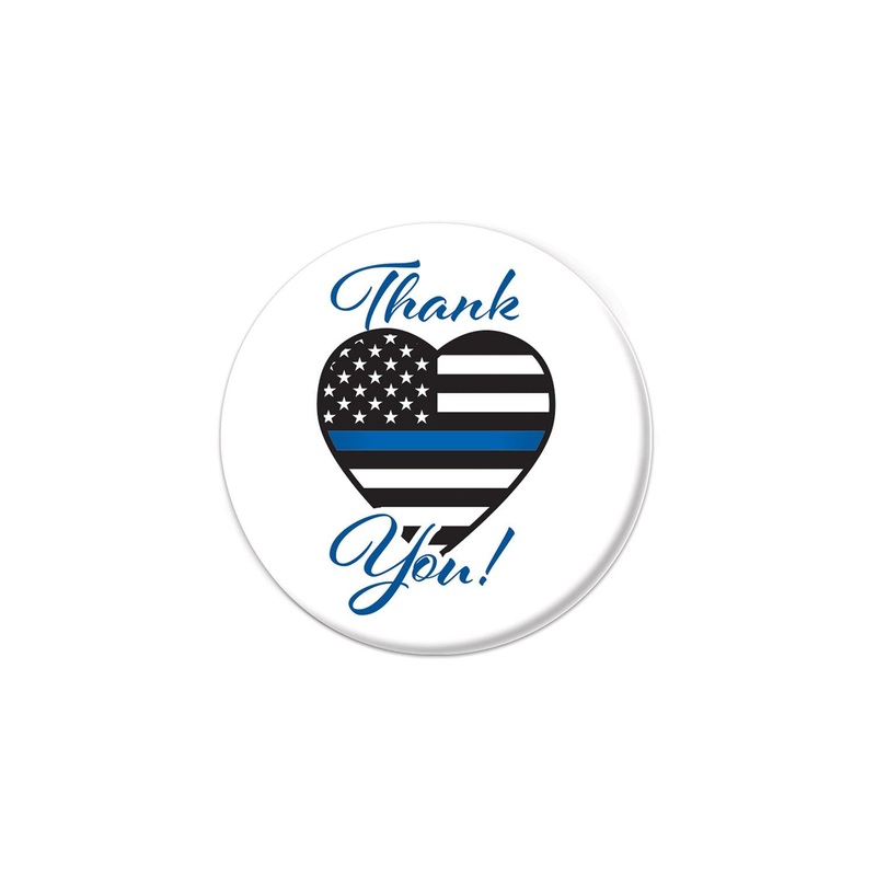 6 Pack Beistle Thank You! Law Enforcement Button- Heart Flag