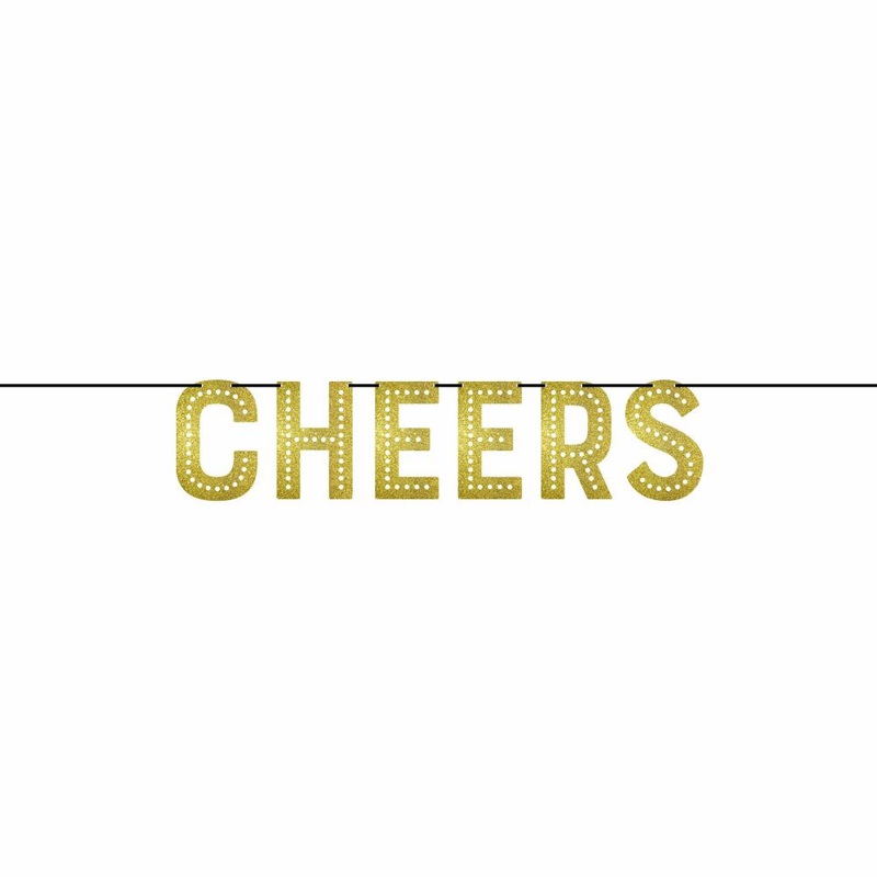 New Year's Cheer Shaped Banner with White Twine (1/Pkg)