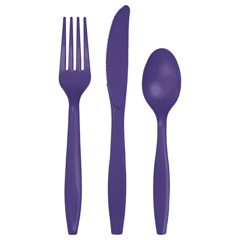 288 pc Bulk Purple Assorted Plastic Cutlery