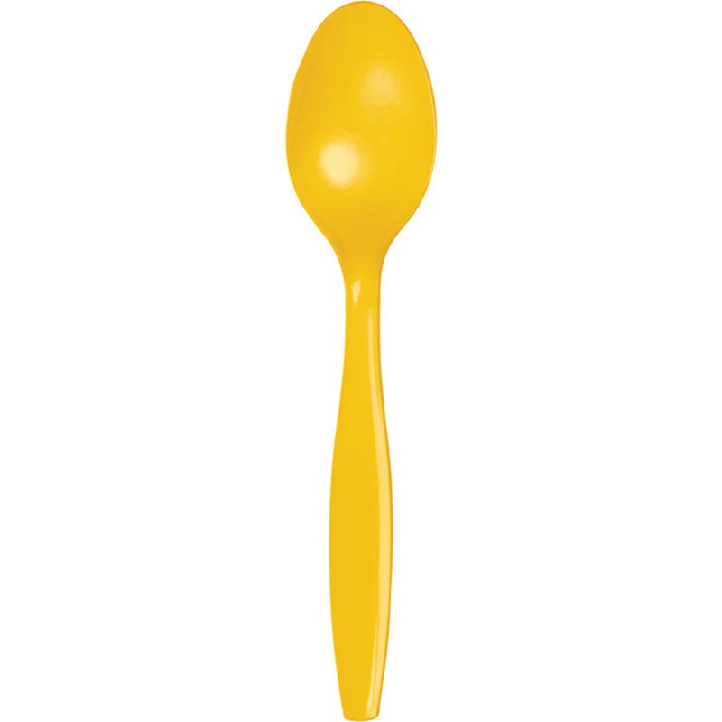 288 pc Bulk School Bus Yellow Plastic Spoons