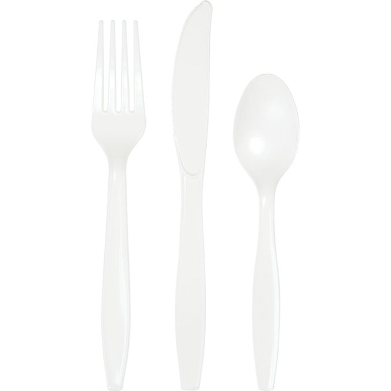 288 pc Bulk White Assorted Plastic Cutlery