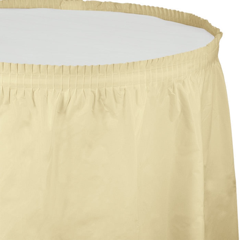 6 pc Bulk Ivory Plastic Tableskirt 29 inch x 14 ft