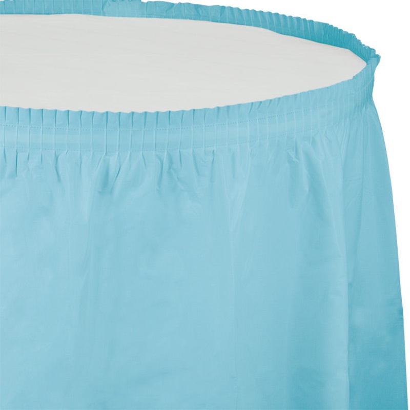 6 pc Bulk Pastel Blue Plastic Tableskirt 29 inch x 14 ft