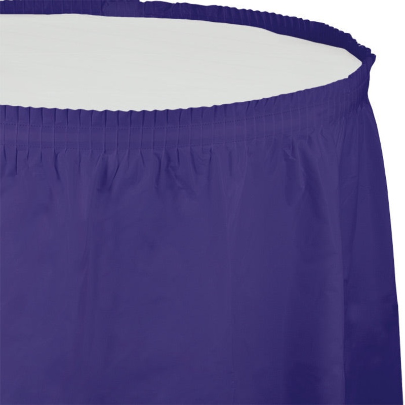 6 pc Bulk Purple Plastic Tableskirt 29 inch x 14 ft