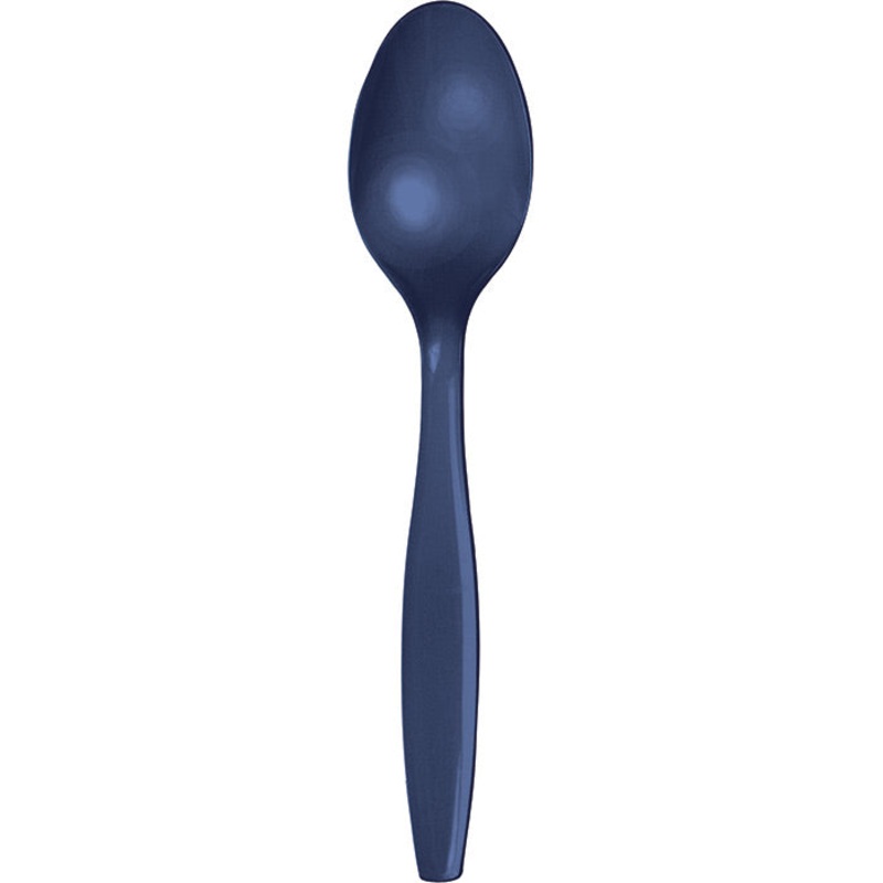 600 pc Bulk Navy Plastic Spoons