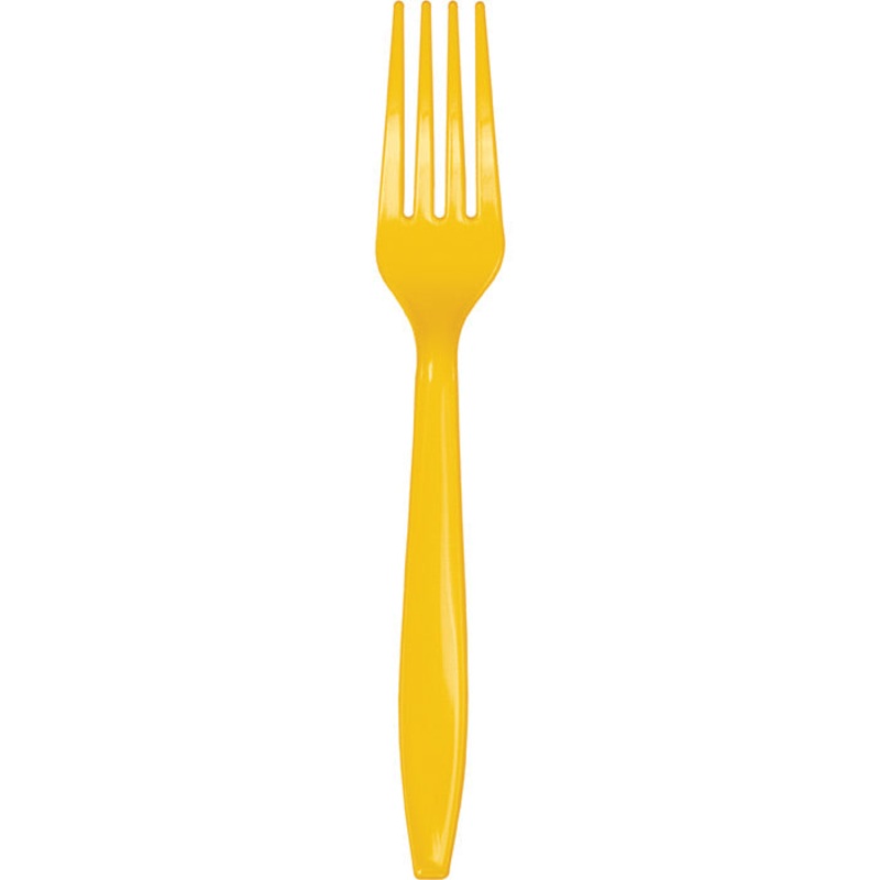 600 pc Bulk School Bus Yellow Plastic Forks