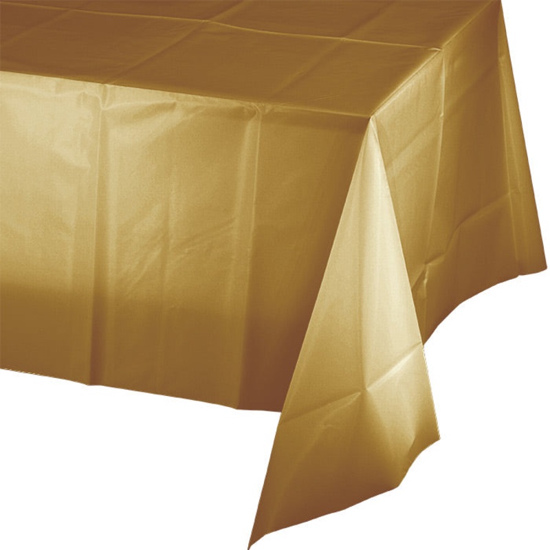 12 pc Bulk Glittering Gold Plastic Table Covers 54 inch x 108 inch