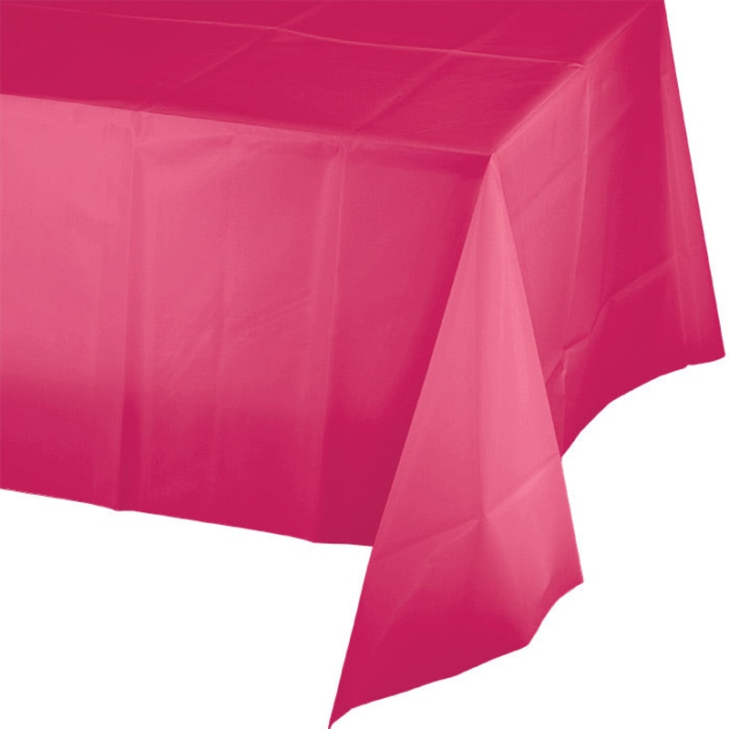 12 pc Bulk Hot Magenta Plastic Table Covers 54 inch x 108 inch