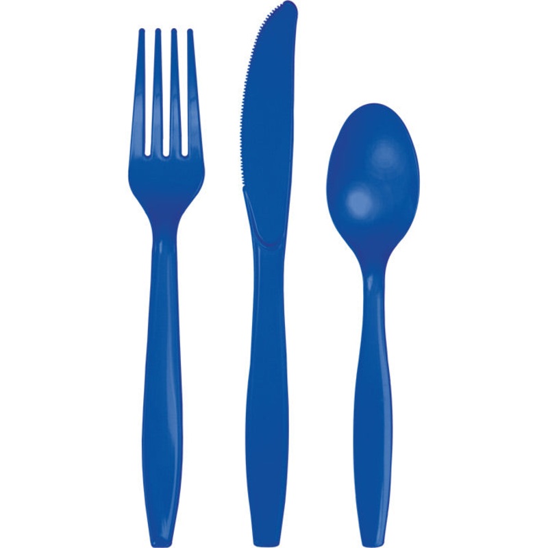 288 pc Bulk Cobalt Blue Assorted Plastic Cutlery