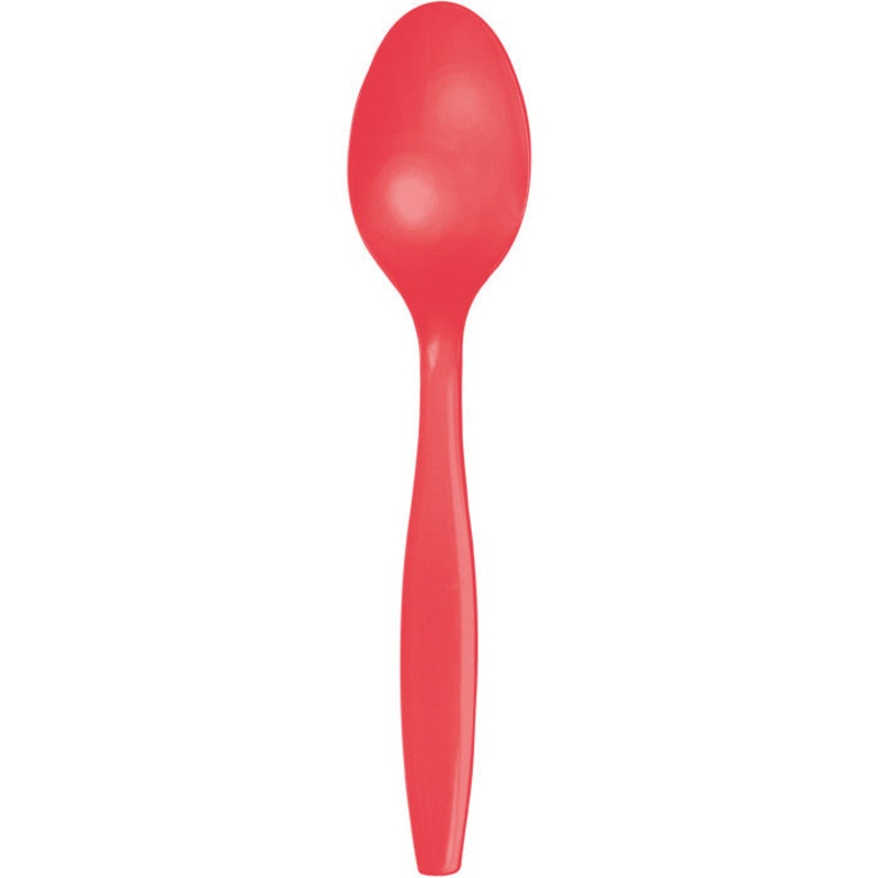 288 pc Bulk Coral Red Plastic Spoons
