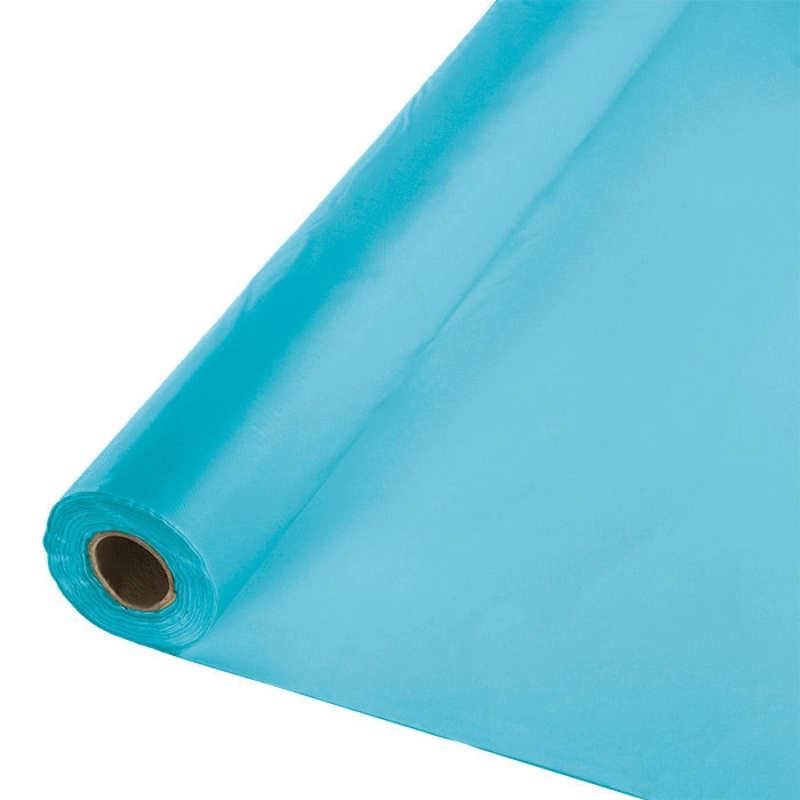 Bermuda Blue Plastic Banquet Table Roll 100ft x 40 inch