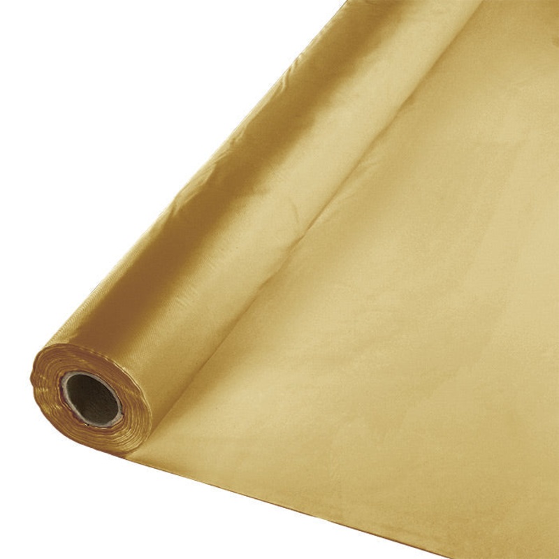 Glittering Gold Plastic Banquet Table Roll 100ft x 40 inch