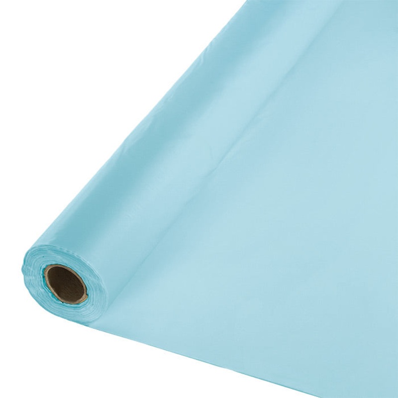 Pastel Blue Plastic Banquet Table Roll 100ft x 40 inch