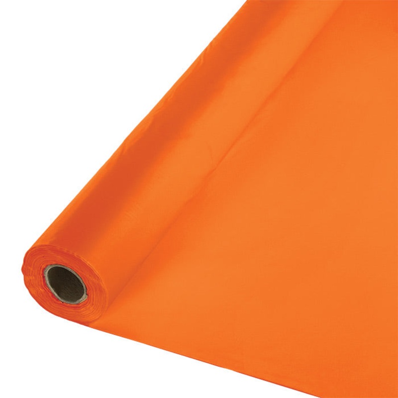 Sunkissed Orange Plastic Banquet Table Roll 100ft x 40 inch