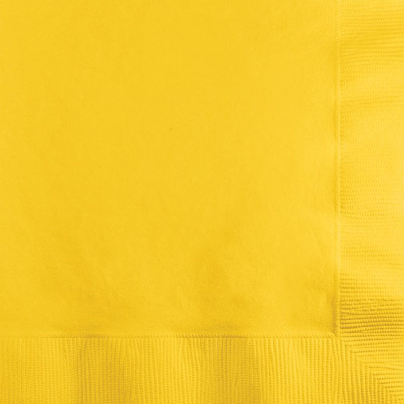 1200 pc Bulk School Bus Yellow 2 Ply Beverage Napkins