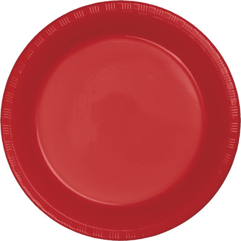 240 pc Bulk Classic Red Plastic Banquet Plates 10.25 inch