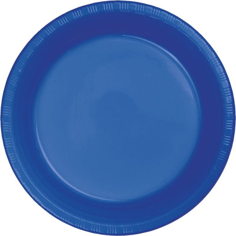 240 pc Bulk Cobalt Blue Plastic Banquet Plates 10.25 inch