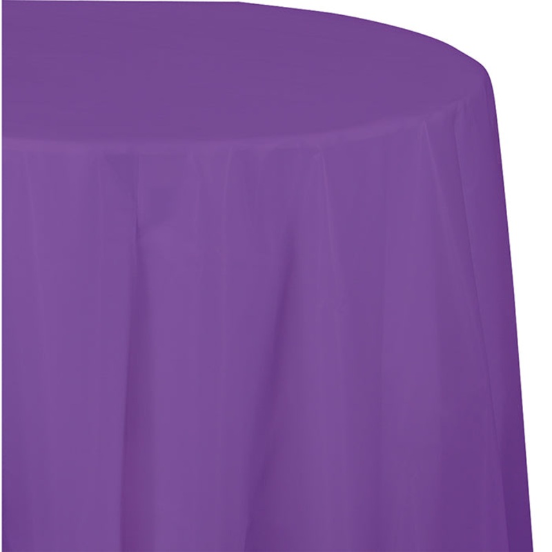 12 pc Bulk Amethyst Purple Round 82 inch Plastic Table Covers