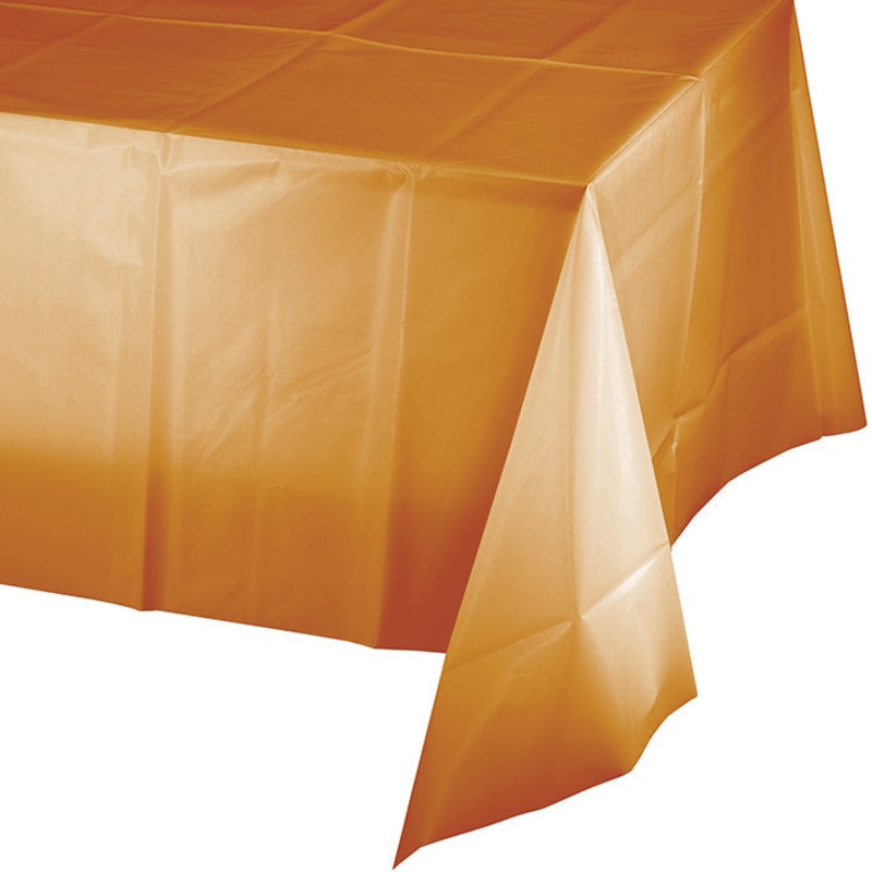 12 pc Bulk Pumpkin Spice Orange Plastic Table Covers 54 inch x 108 inch