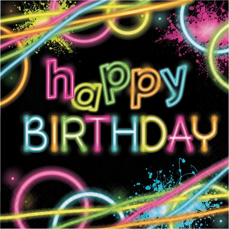 192 pc Bulk Glow Party Birthday Luncheon Napkins