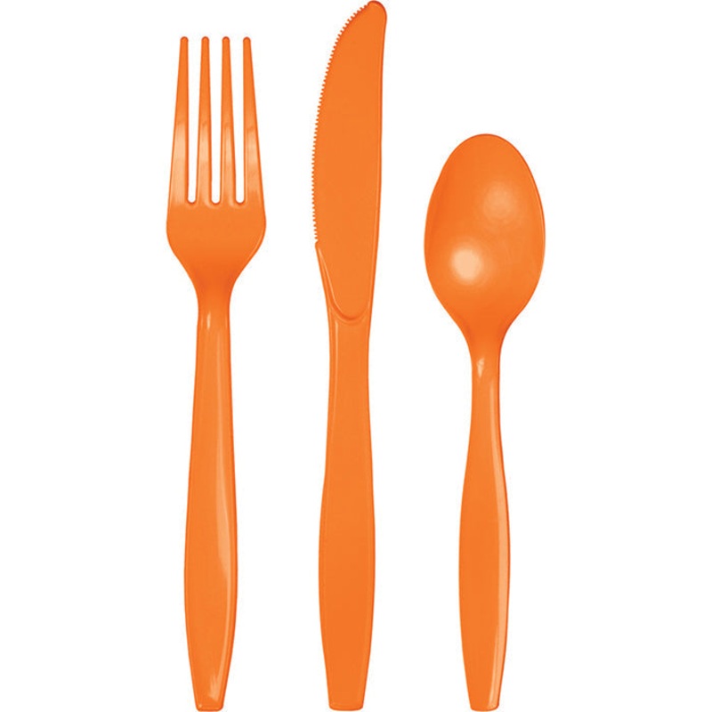 216 pc Bulk Sunkissed Orange Value Friendly Assorted Plastic Cutlery
