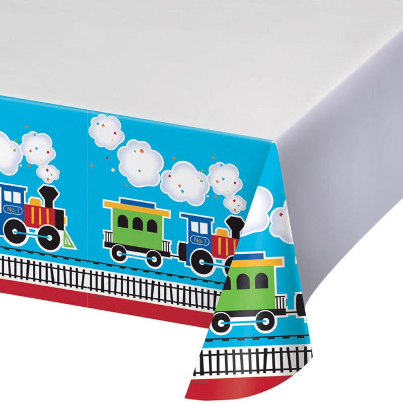 6 pc Bulk All Aboard Train Plastic Table Covers