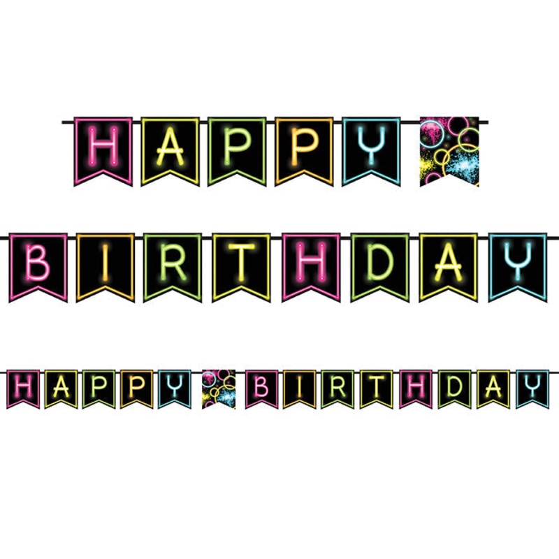 6 pc Bulk Glow Party Ribbon Banners