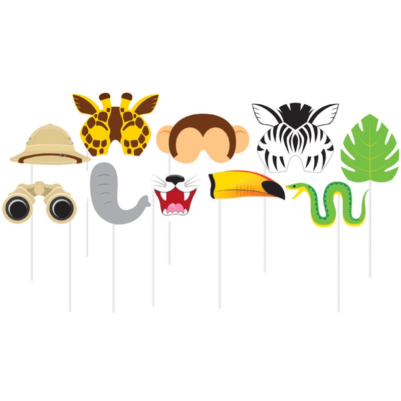 60 pc Bulk Jungle Animal Photo Booth Props