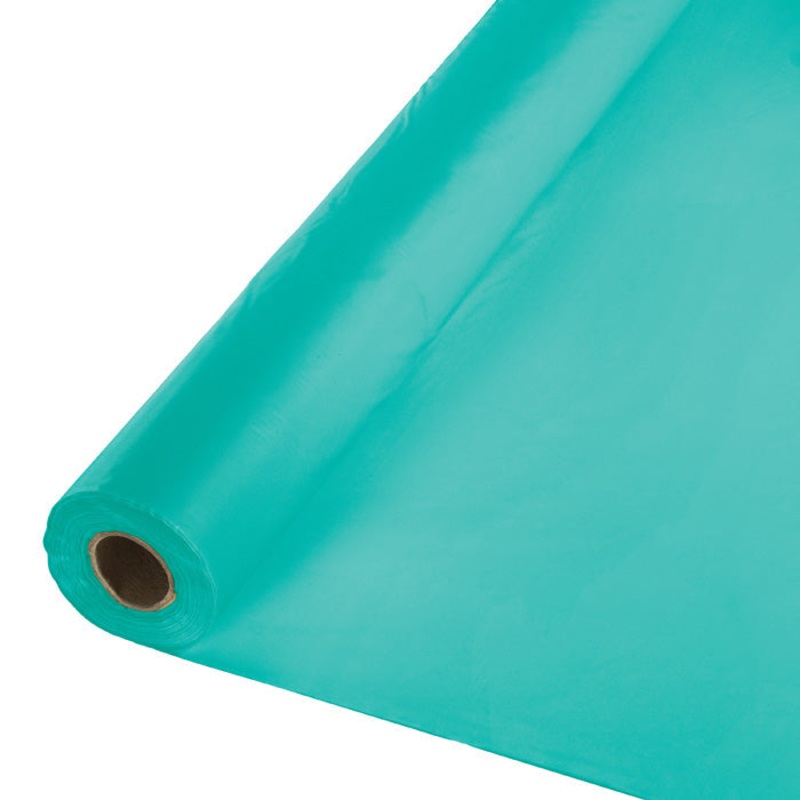 Teal Lagoon Plastic Banquet Roll 100ft x 40 inch