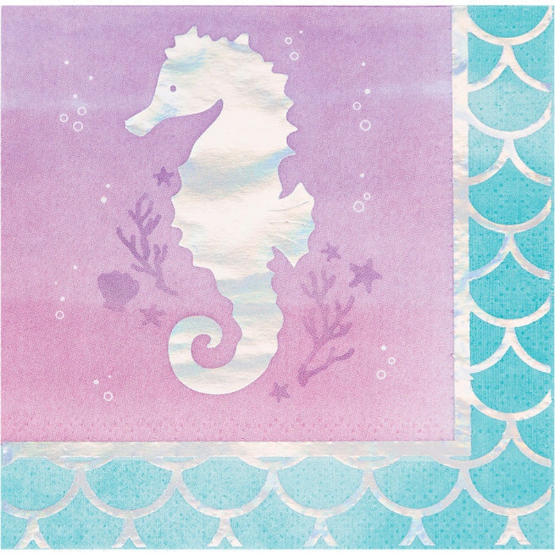 192 pc Bulk Iridescent Mermaid Party Beverage Napkins