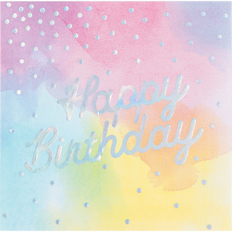 192 pc Bulk Iridescent Party Happy Birthday Luncheon Napkins