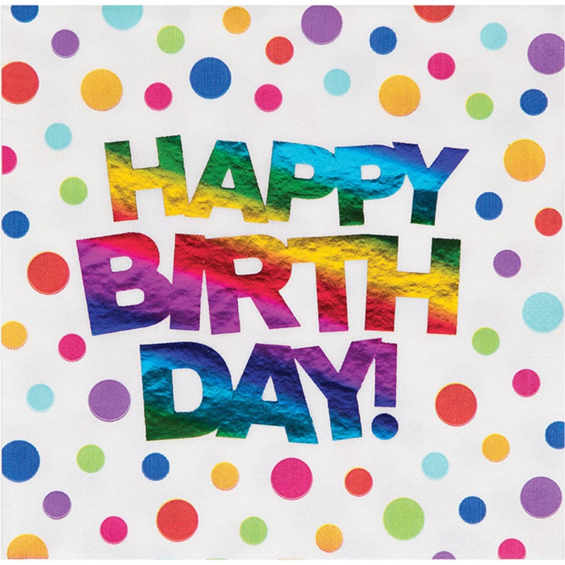 192 pc Bulk Rainbow Foil Birthday Luncheon Napkins