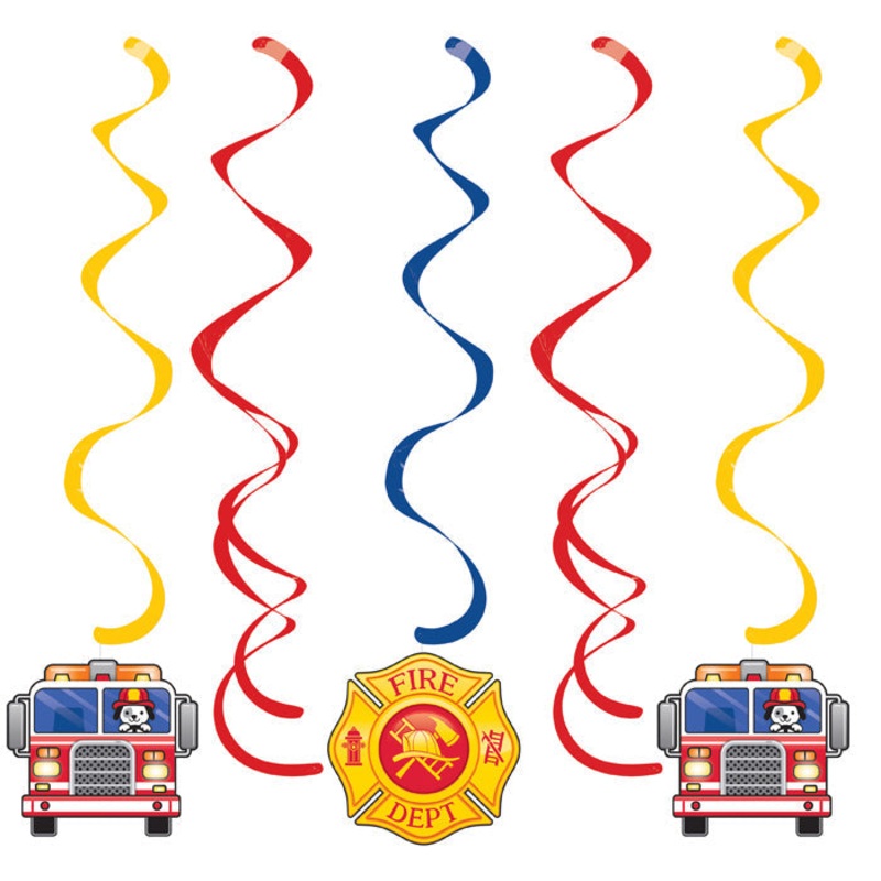 30 pc Bulk Fire Truck Swirl Decorations
