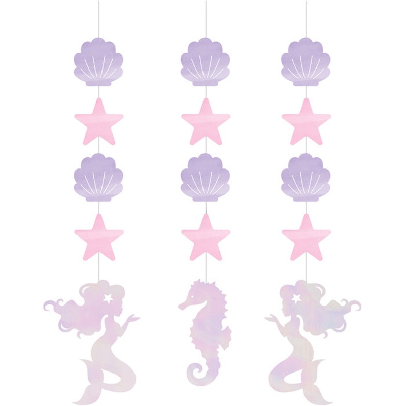 36 pc Bulk Iridescent Mermaid Party Hanging Decorations
