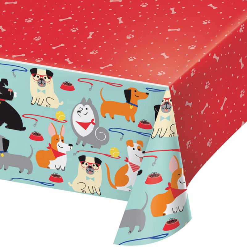 6 pc Bulk Dog Party Plastic Table Covers