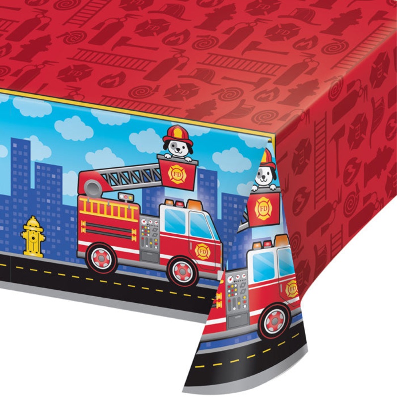 6 pc Bulk Fire Truck Plastic Table Covers